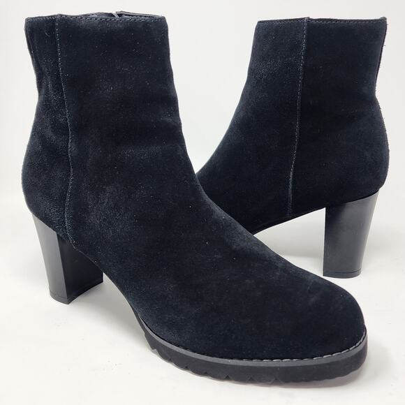 Blondo Bootie Women 9.5M Rana Black Suede Block Heel Side Zip Waterproof - Picture 2 of 11